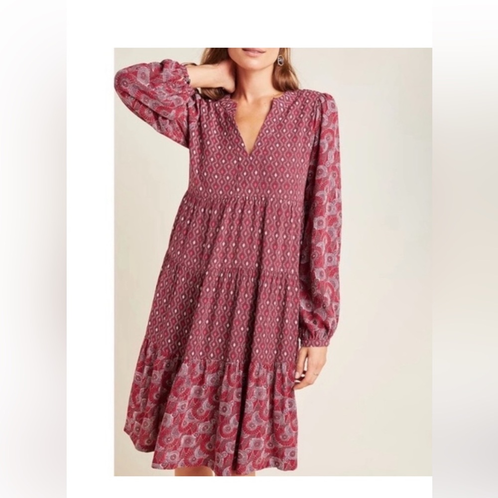 HTF Maeve Anthropologie Amber Tiered
Tunic Dress size small